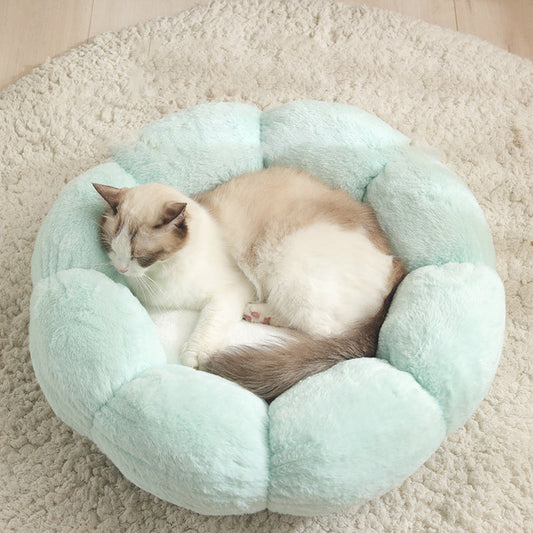 Plus Velvet Round Flower Cat Litter Kennel