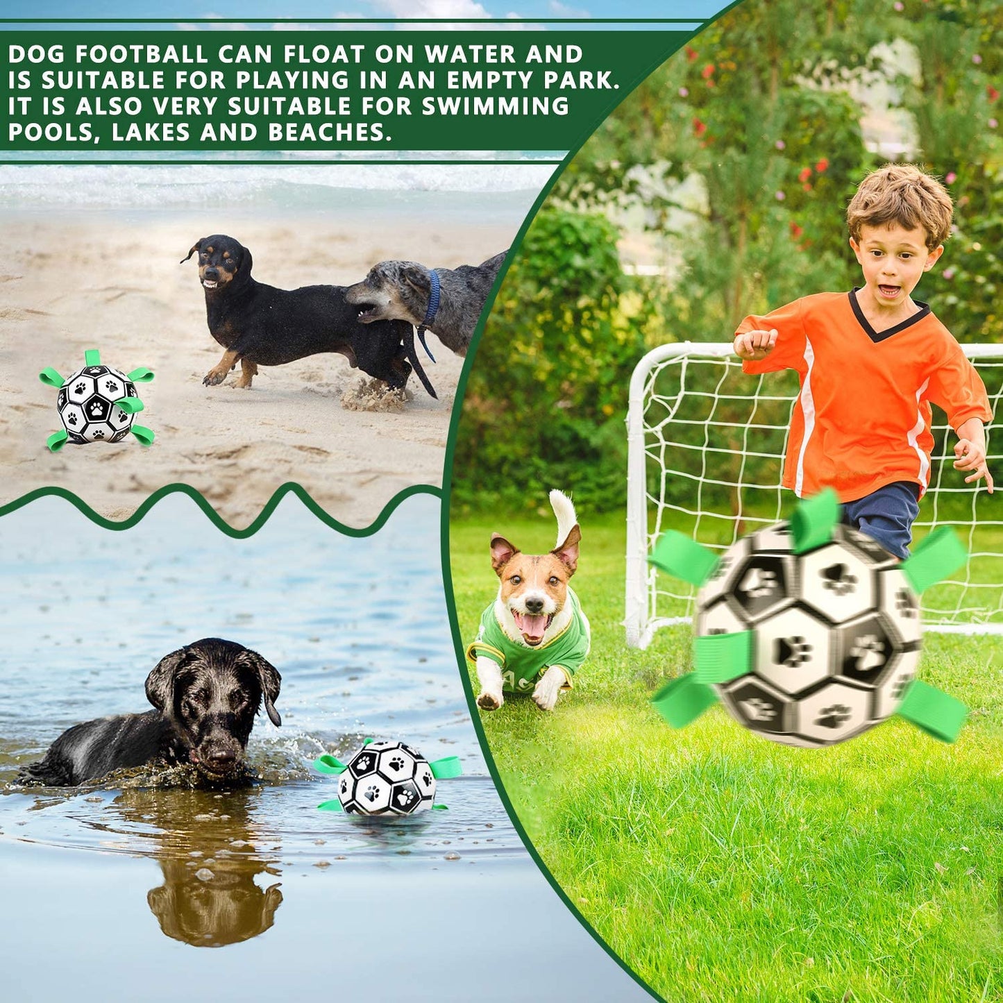 Interactive Pet Dog Football Toys with Grab Tabs