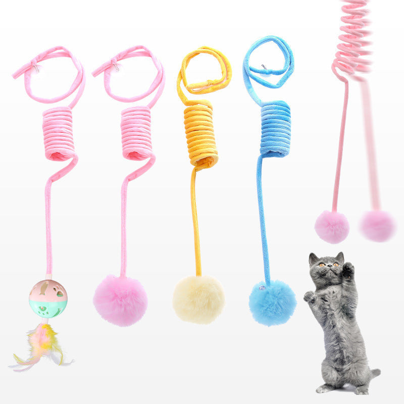 Cat Toy Self-Hi Sucker Spring Rabbit Hair Ball