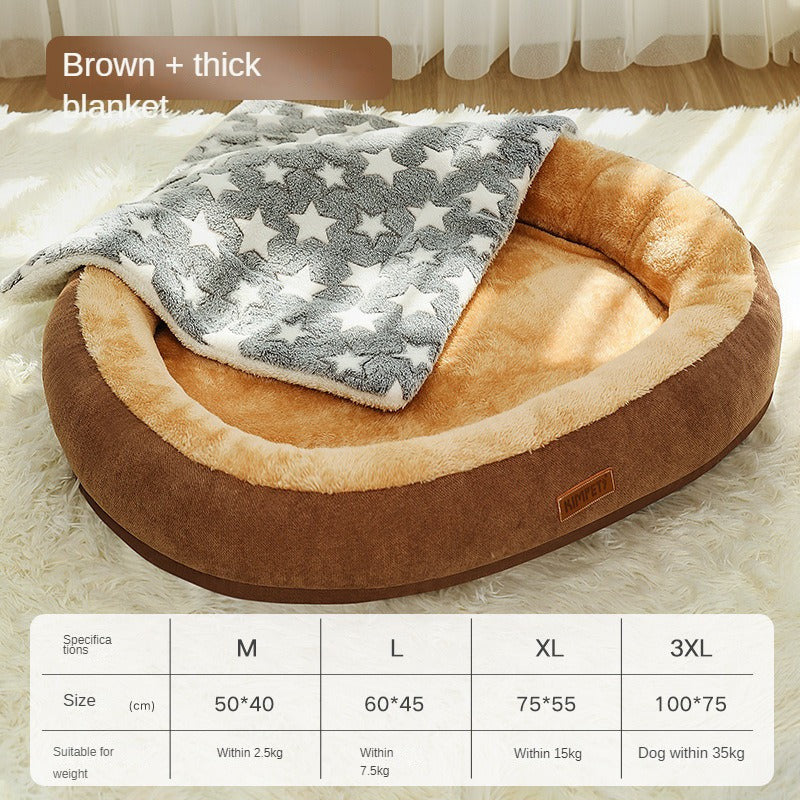 Pet Dog Bed Warm Puppy Square Kennel