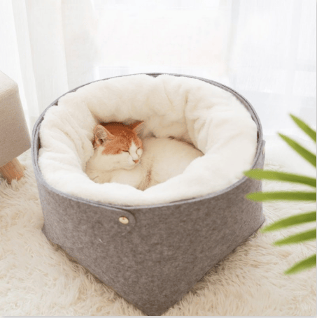 Pet Basket Plush Bed Reversible Cushion