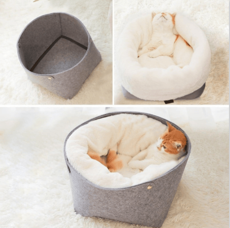 Pet Basket Plush Bed Reversible Cushion